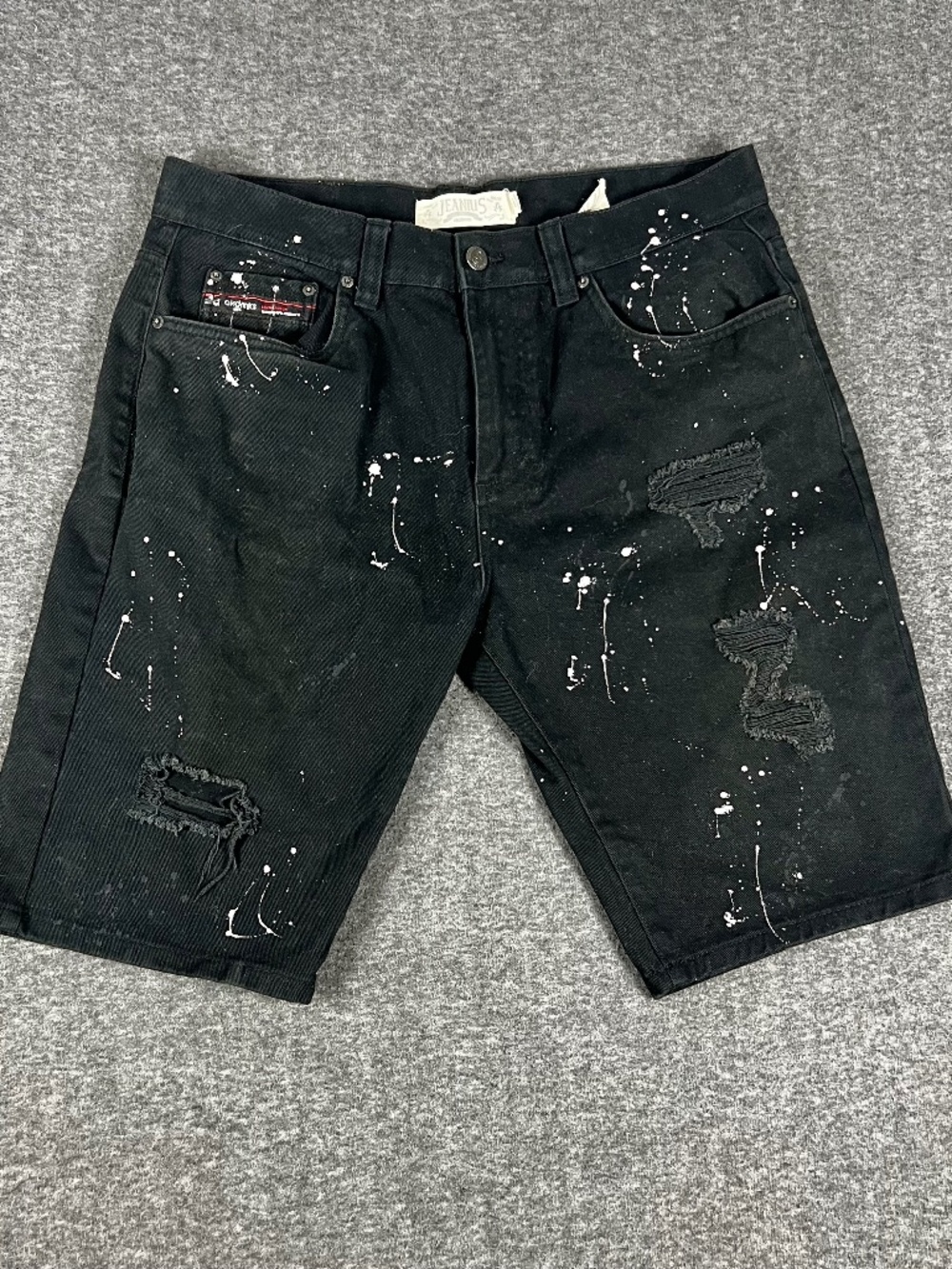 Akademiks Jeanius Level Denim Shorts Men's 34 Black Thrashed Distressed Y2K